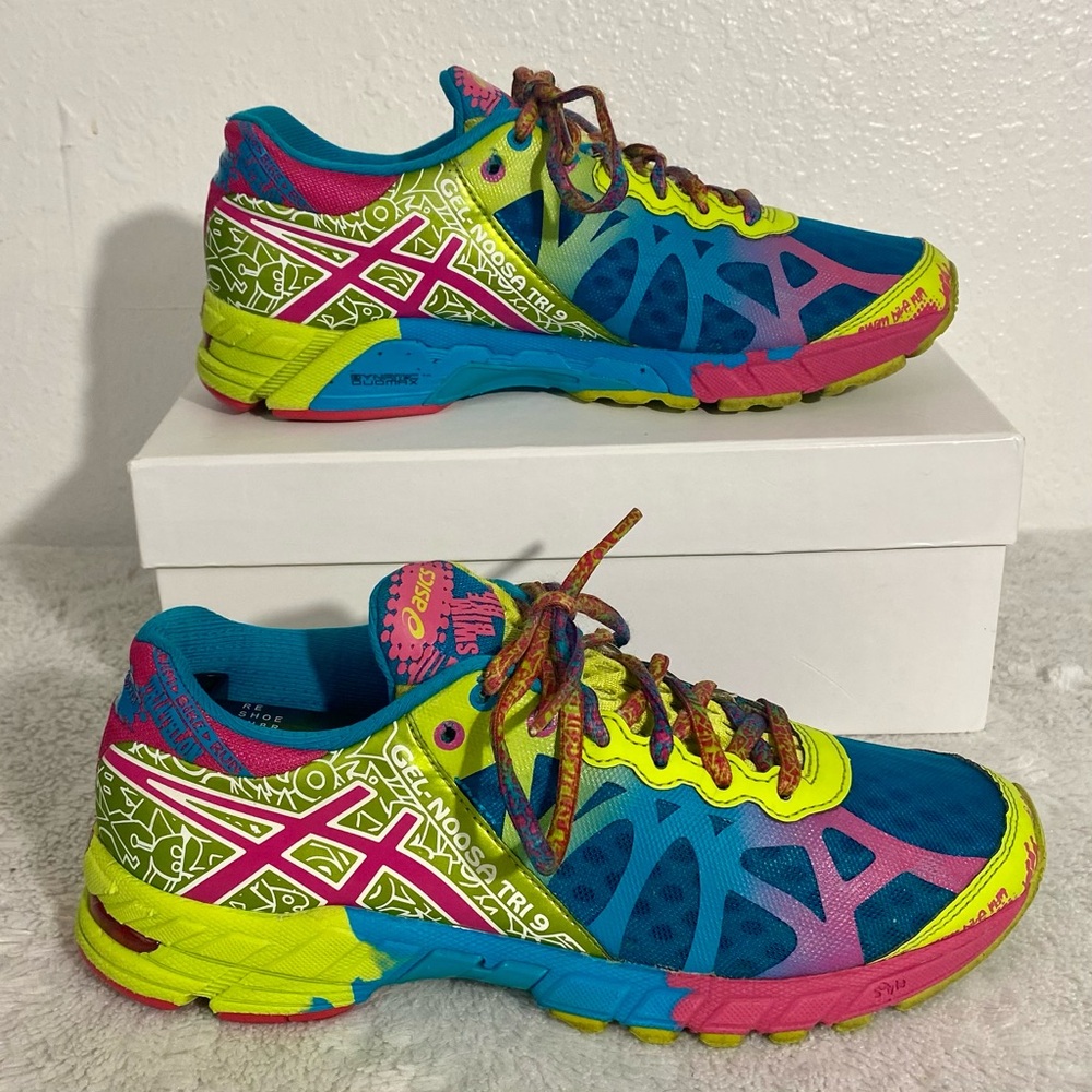 Asics Gel-Noosa Tri 9 Running Shoes Women’s Size 6 Capri Blue Raspberry Lime - Picture 3 of 13